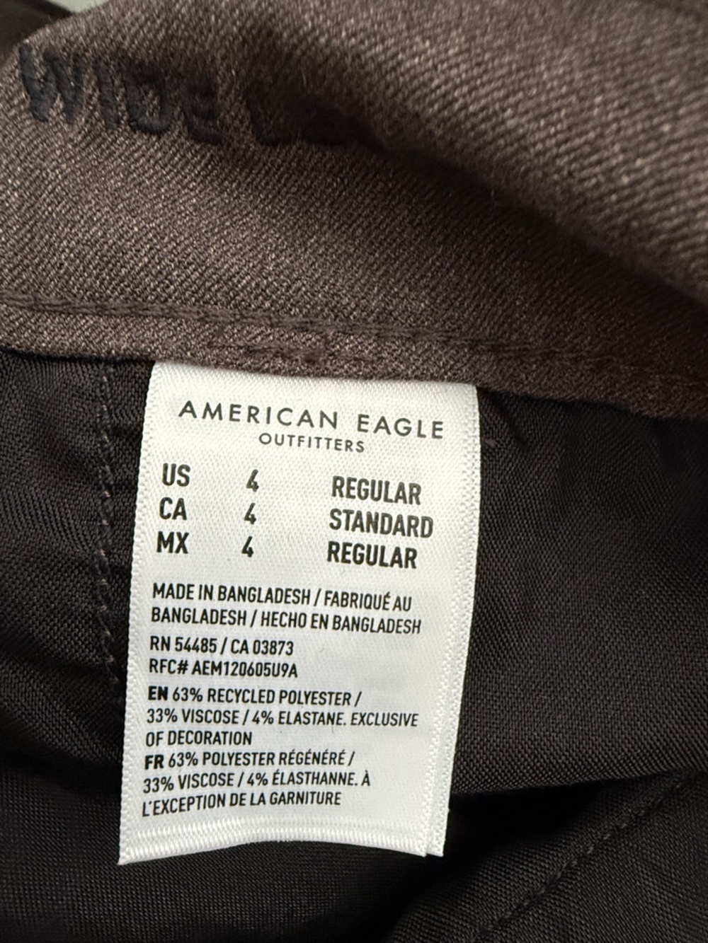 American Eagle Outfitters Brown high rise Wide-Leg Trousers NWT - Picture 6 of 7